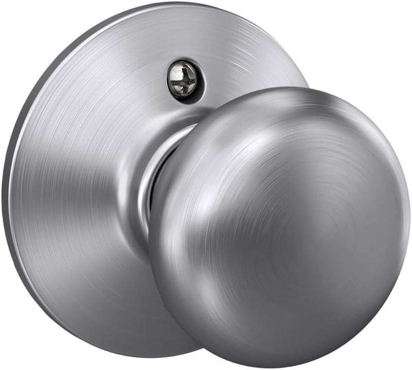 Schlage Plymouth Bed/Bath Privacy Door Knob with Lock, Satin Nickel | Interior bedroom or bathroom door knob with push button lock, Easy to install, Certified durability, Universal fit