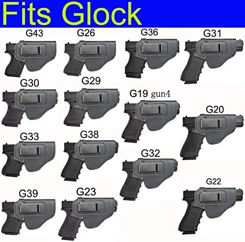 IWB Leather Holster for Inside Waistband Concealed Carry Fits:S&W M&P Shield-Glock19 26 29 30 32 43-Beretta Px4-RUGER EC9s-SIG-HK-Taurus-XDS or Similar Sized Handguns