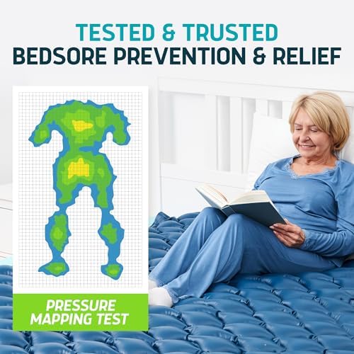 Lunderg PressuRelief Alternating Air Pressure Mattress Pad with Static Mode | With Snap-2-Pad Comfort Layer - Quiet Pump, Comfortable Bed Sore Prevention Mattress Topper for Hospital Bed or Home