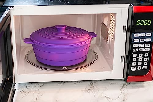 Bakerpan Collapsible Silicone Microwave Vegetable Steamer with Lid - 64 oz Silicone Steamer Pot for Cooking, Steaming & Reheating Food - BPA-Free, Dishwasher Safe
