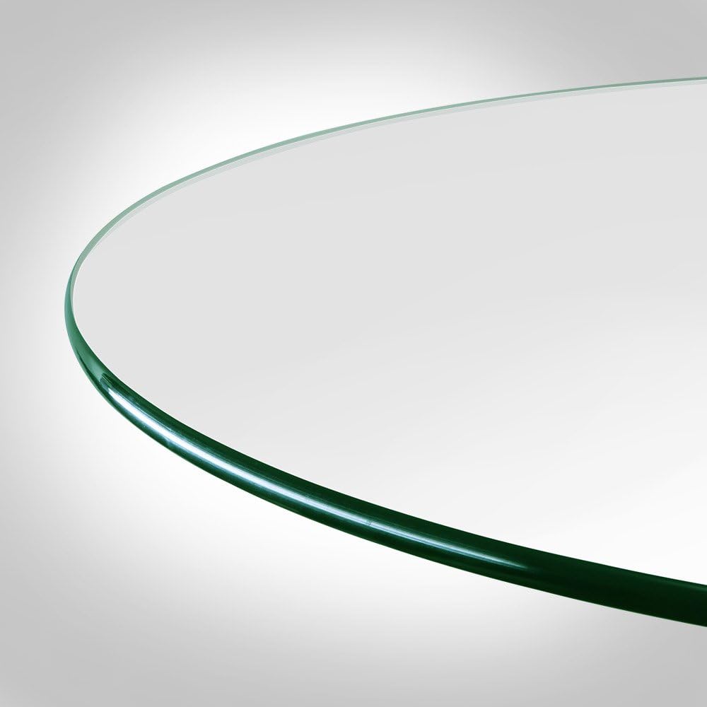 24 inch Round Glass Table Top - Tempered - 3/8" Thick Glass Surface, Safe Pencil Edge, Multipurpose for Dining Table, Patio, Coffee and End Table