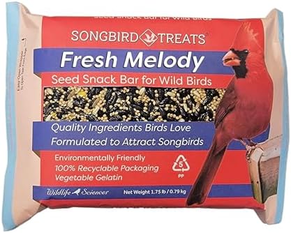 Wildlife Sciences Songbird Treats Seed Bars | 8 Pack of 2 lb Bird Seed Cakes for Wild Birds (Wild Bird Buffet)