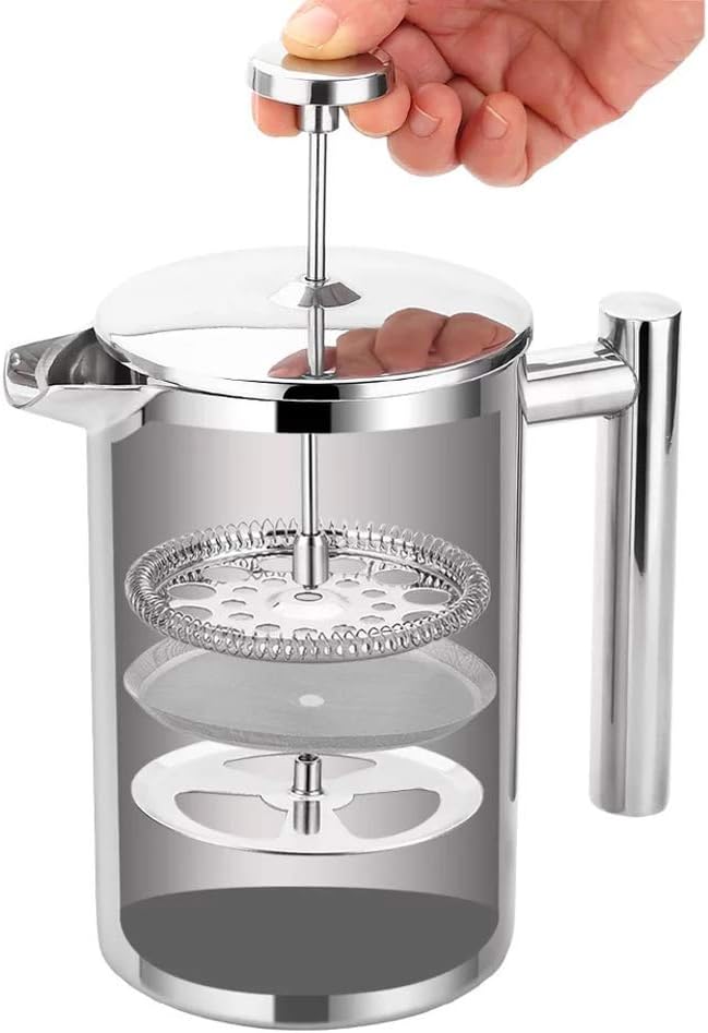 8-Cup Double Wall Insulated Stainless Steel French Coffee Press, 32-Ounce Durable Coffee Tea Maker with Stainless Steel Plunger, Copper