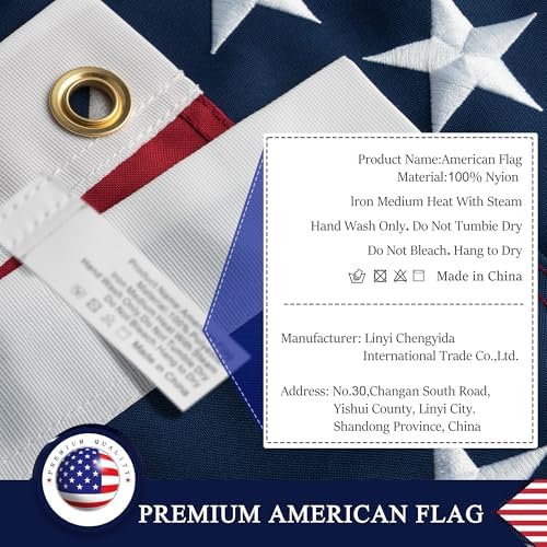 American Flag 6x10 ft: Long Lasting and Heavy Duty Nylon US Flags | Embroidered Stars, Sewn Stripes, Brass Grommets, UV Protection Perfect for Outdoors! USA Flag