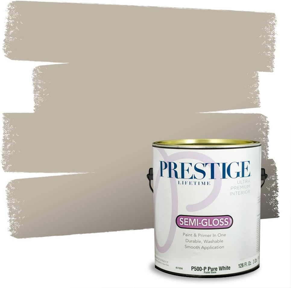 PRESTIGE Paints Exterior Paint and Primer In One, 1-Gallon, Flat, Comparable Match of Sherwin Williams* Grizzle Gray*