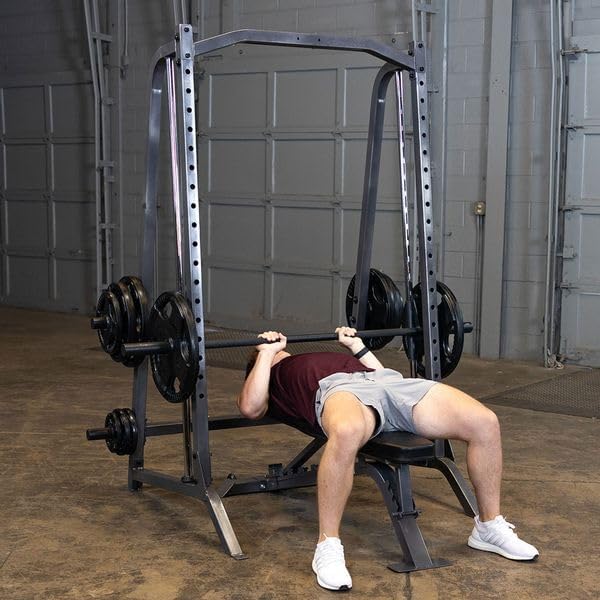 Body Solid Smith Machine Package - Strength Training Weight Cage Squat Rack System Ideal for Home and Commercial Gyms