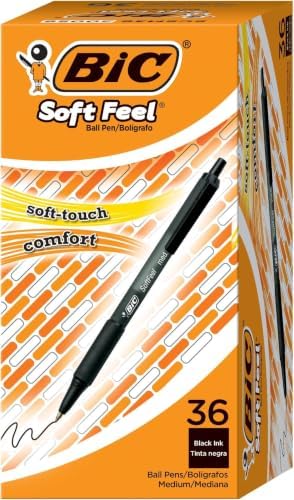 BIC Soft Feel Retractable Ballpoint Pen, 1.0 mm Medium Point, 36-Count | No-Slip Grip for Comfortable Writing | Smooth Ink Flow for Effortless Writing | Ideal for Students, Teachers, And Classrooms
