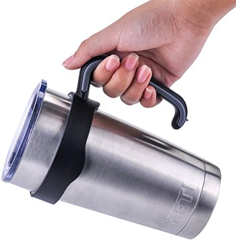 Tumbler Handle for 20 oz Yeti Rambler Cooler Cup, Rtic Mug, Sic, Ozark Trail Grip and more (20 Oz, Black)