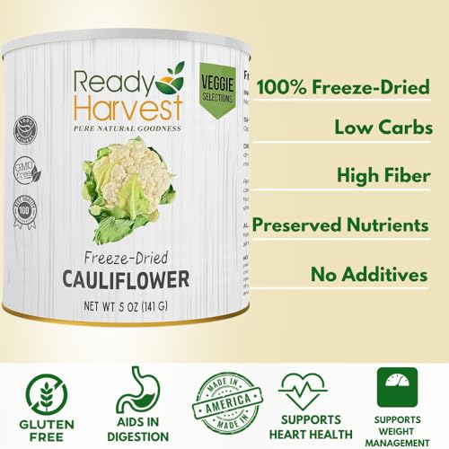 Ready Harvest Freeze Dried Food - Cauliflower | Emergency Food | Camping & Storage | #10 Can | 25-Year Shelf Life | Cans Filled to the Top