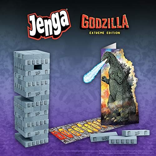 Jenga: Godzilla Extreme Edition | Based on Classic Monster Movie Franchise Godzilla | Collectible Jenga Game | Unique Gameplay Featuring Movable
