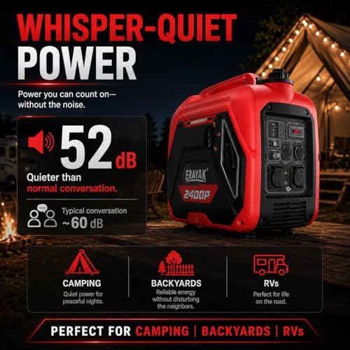 ERAYAK 4500W Portable Inverter Generator for Home Use, Super Quiet Small Generator for Camping Outdoor Emergency Power Backup, Gas Powered Engine, ECO Mode, EPA Compliant