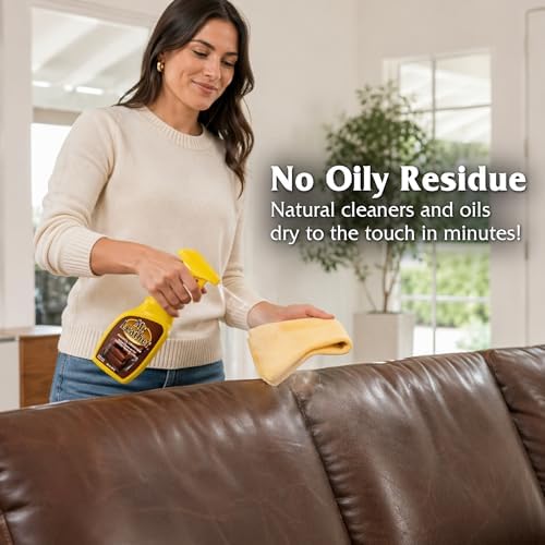 MR. LEATHER Cleaner & Conditioner, Restores & Protects All Leather, 8 oz | Made with Natural Oils, Hydrating & Water-Repelling Cream, Ideal for Leather Furniture, Sofa, Auto Interior, Shoes & Bags