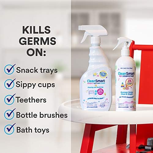 CleanSmart Nursery & High Chair Cleaner, Hypochlorous Acid, 23 oz (2 pack) | Naturally Kills 99.9% of Viruses like RSV and Flu, Zero Residue
