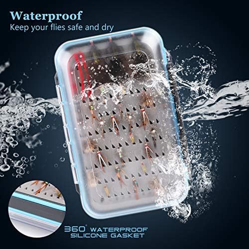Maxcatch Waterproof Double-Sided Fly Box - Lightweight & Durable Fly Fishing Box with Clear Lid & Easy Grip Foam for Dry & Wet Flies Storage