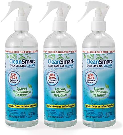 CleanSmart Daily Surface Cleaner and Pet-Safe Disinfectant, 23 oz (2 pack) | Hypochlorous Acid Spray Kills 99.9% of Viruses and Bacteria, No Harsh Residue, Food Contact Surface Sanitizer, No Rinse