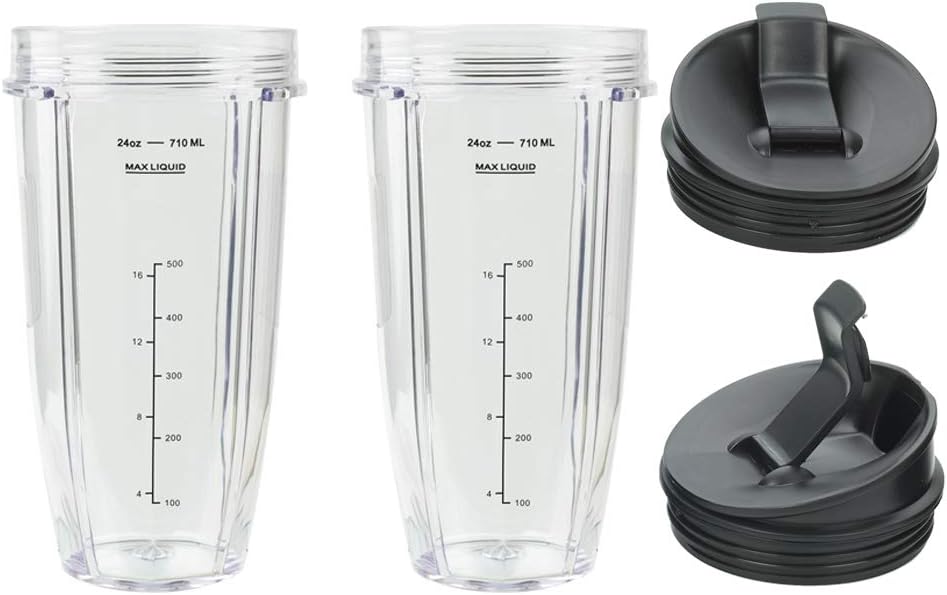 Blender Cups Fit for Ninja, Replacement Parts 16OZ Cups with Lids
