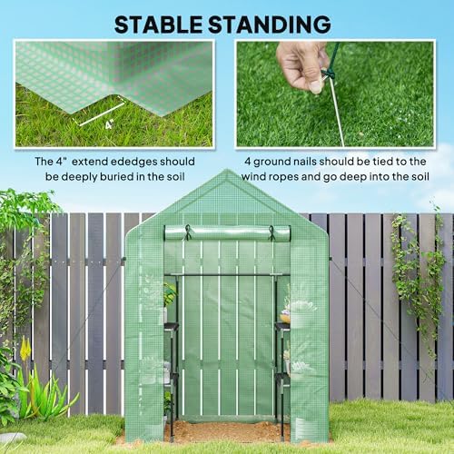 Outsunny 56" x 29" x 76" Portable Walk-in Garden Greenhouse with Built in 3-Tier Shelves