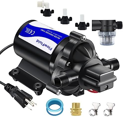 Water Pressure Booster Diaphragm Pump 110V AC for House, 45PSI 4GPM Fresh Water Transfer Pump with Plug