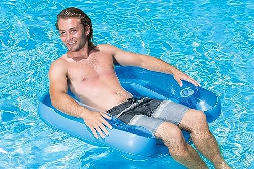 Poolmaster Paradise Water Chair, Inflatable Adult Pool Float Lounge Chair with Backrest, Armrests & Dual Cup Holders, Comfortable Floating Seat for Pool, Lake, Beach or River Relaxation