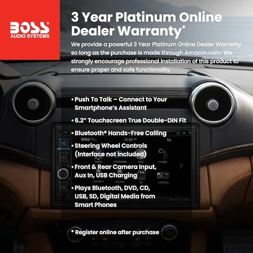 BOSS Audio Systems BV9364B Car Stereo, Hands-Free Calling, Double DIN