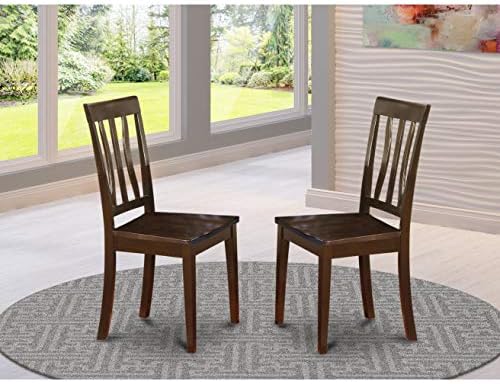 East West Furniture ANC-WHI-W Antique Dining Room Chairs - Slat Back Solid Wood Seat Chairs, Set of 2, Buttermilk & Cherry