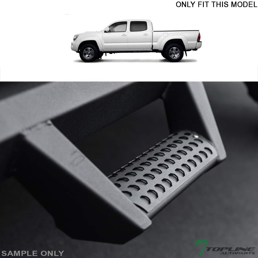 Matte Black Hoop Drop Step Side Nerf Bars Rail Running Boards v2 Compatible with 05-22 Toyota Tacoma Double (Crew) Cab