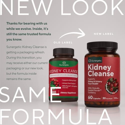 Kidney Cleanse & Detox Support with Cranberry, 60 Vegetarian Capsules | Kidney support supplement with Pacran cranberry, astragalus, uva ursi, nettle