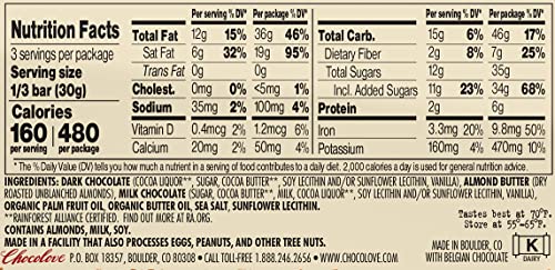 Chocolove, Chocolate Bar Dark Almond butter, 3.2 oz