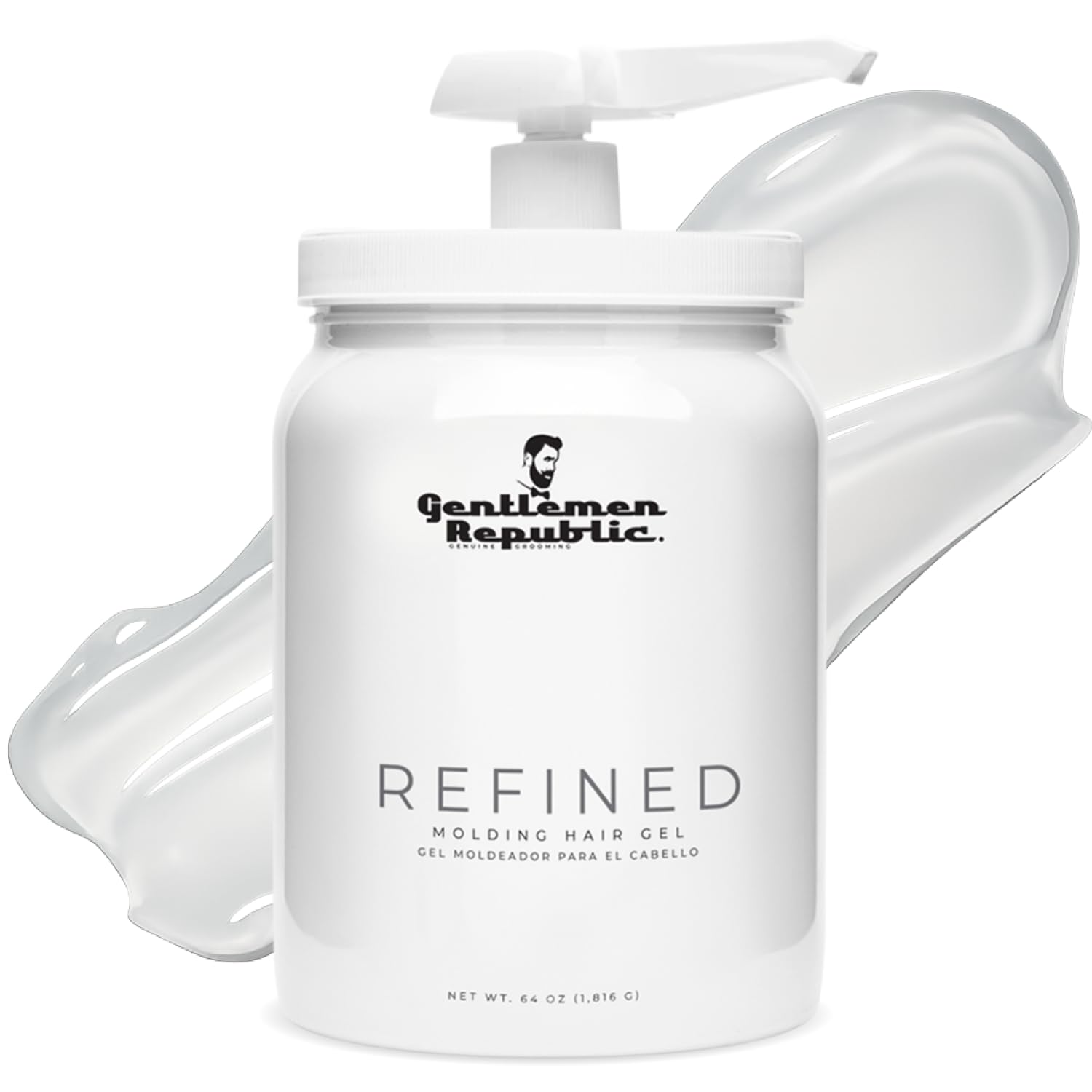 Gentlemen Republic 8oz Refined Hair Gel, 24 Hour Shine and Hold | Humidity resistant, alcohol-free formula that never flakes — professional hold made in the USA