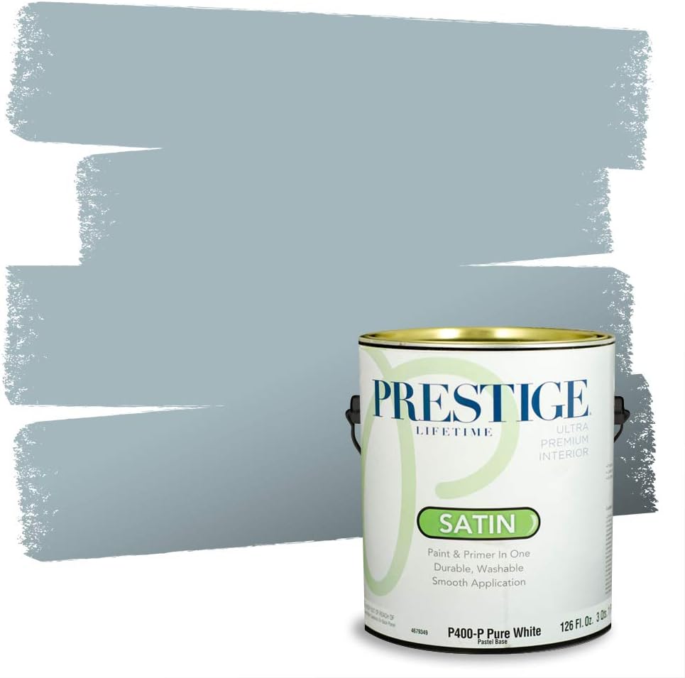 PRESTIGE Paints E100-T-SW6241 Exterior Paint and Primer in One, 1-Gallon, Flat, Comparable Match of Sherwin Williams Aleutian, 1 Gallon, SW18-Aleutian