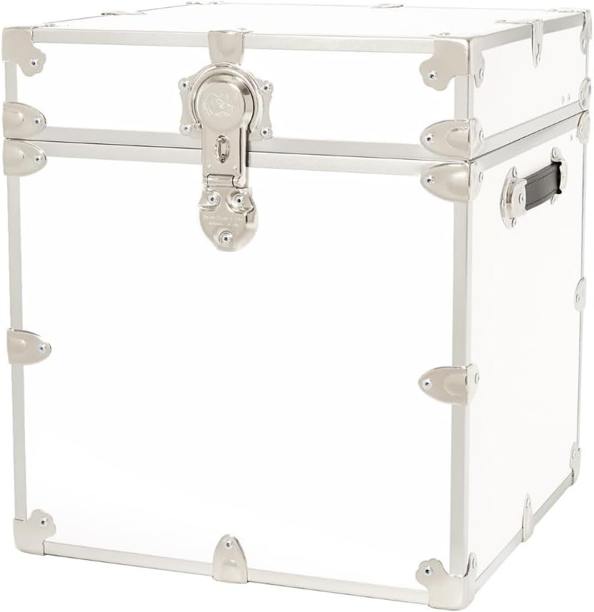 Rhino Classic Cube Trunk, College Dorm Footlocker & Home Storage End Table | 18"L x 18"W x 20"H, 1500+ lb Capacity, Baltic Birch Plywood, Nickel Plated Steel, Durable, Office Storage, Dorm Room
