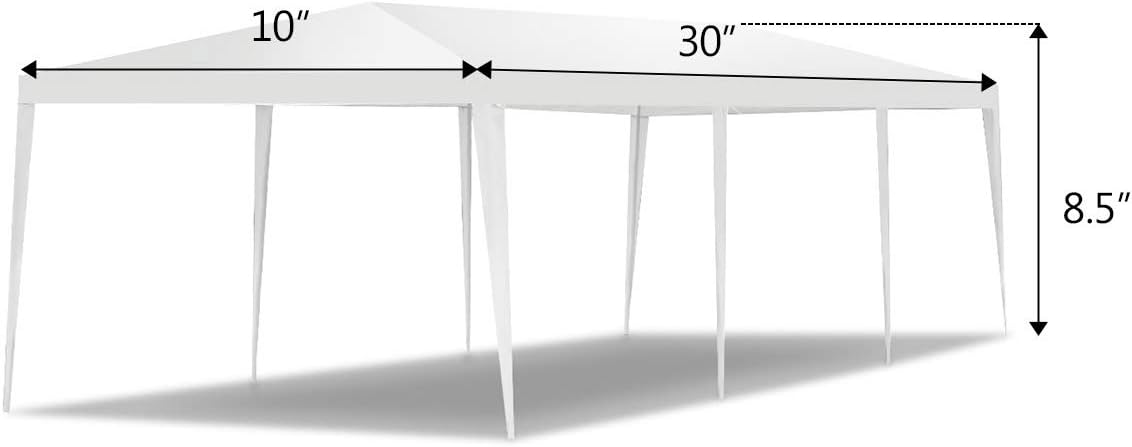 Tangkula 10'x30' Outdoor Canopy Tent Heavy Duty Party Wedding Event Tent Sturdy Steel Frame with 5 Removable Sidewalls Waterproof Sun Snow Rain