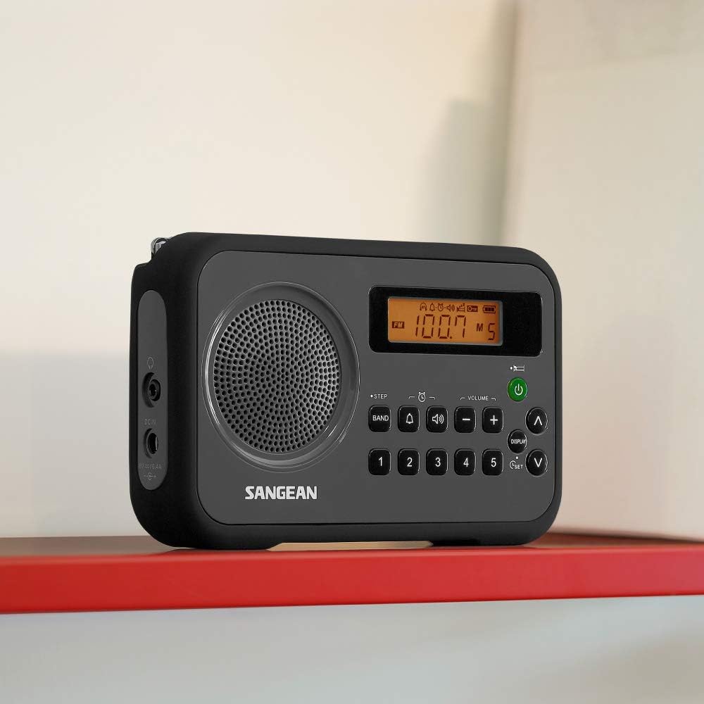 Sangean PR-D18BU AM /FM / Portable Digital Radio with Protective Bumper (White/Blue)
