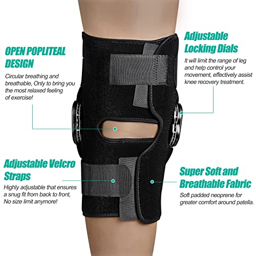 NEENCA Hinged Knee Brace, Knee Immobilizer with Locking Dials & Side Stabilizers, Medical ROM Knee Brace for Knee Pain, Arthritis, ACL, PCL, MCL