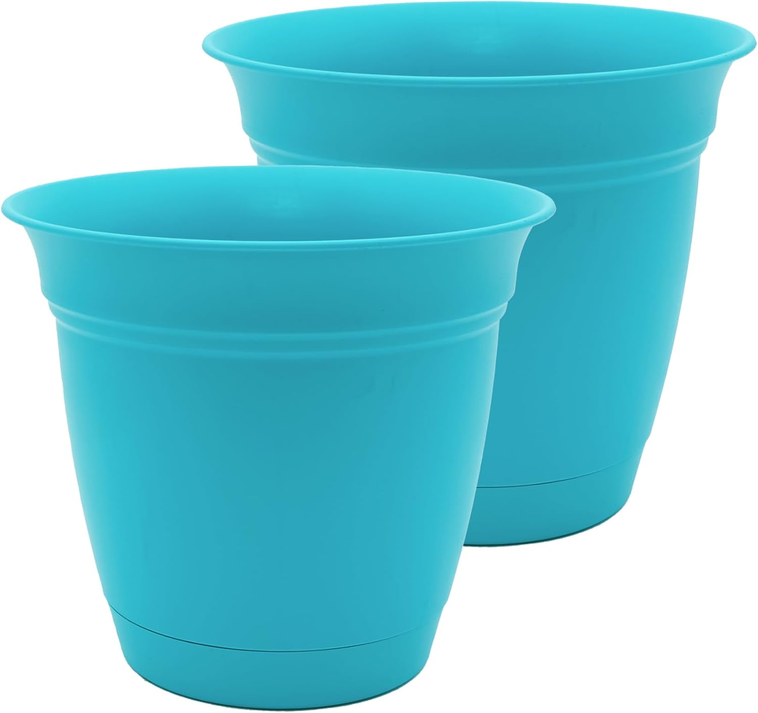The HC Companies Eclipse Round Planter with Saucer - Outdoor & Indoor Plant Pot with Drainage Holes - Lightweight