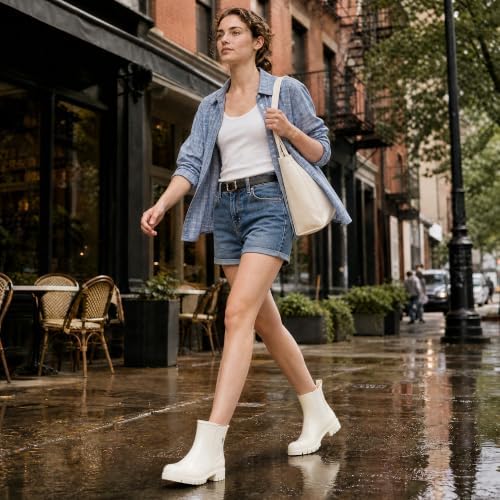 planone Cute Short Rain Boots for Women, Waterproof Chelsea Ankle Boots
