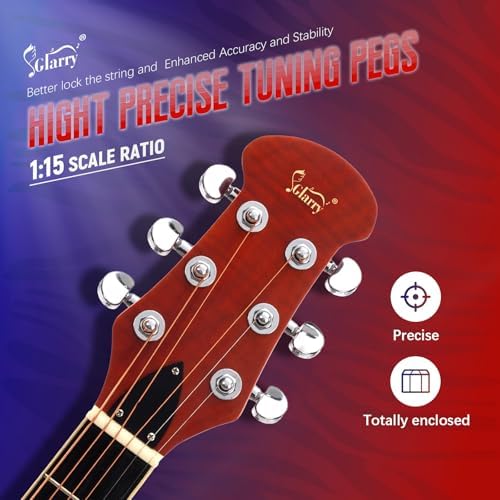 GLARRY 41in Acoustic Electric Guitar, Unique Round-back Design, 6 String Cutaway Guitar Beginner Kit with 15W Amp, EQ, Bag, Strap, Picks, Strings (Black With AMP, Full-Right Handed)