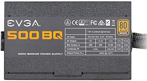 EVGA 110-BQ-0500-K1, 500 Bq, 80+ Bronze 500W, Semi Modular, FDB Fan, 3 Year Warranty, Power Supply
