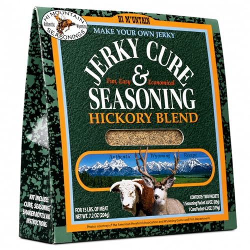 Hi Mountain HICKORY BLEND Jerky Seasoning and Cure Kit | Beef & Venison | Rich hickory smoke flavor, perfect jerky seasoning for deer, elk