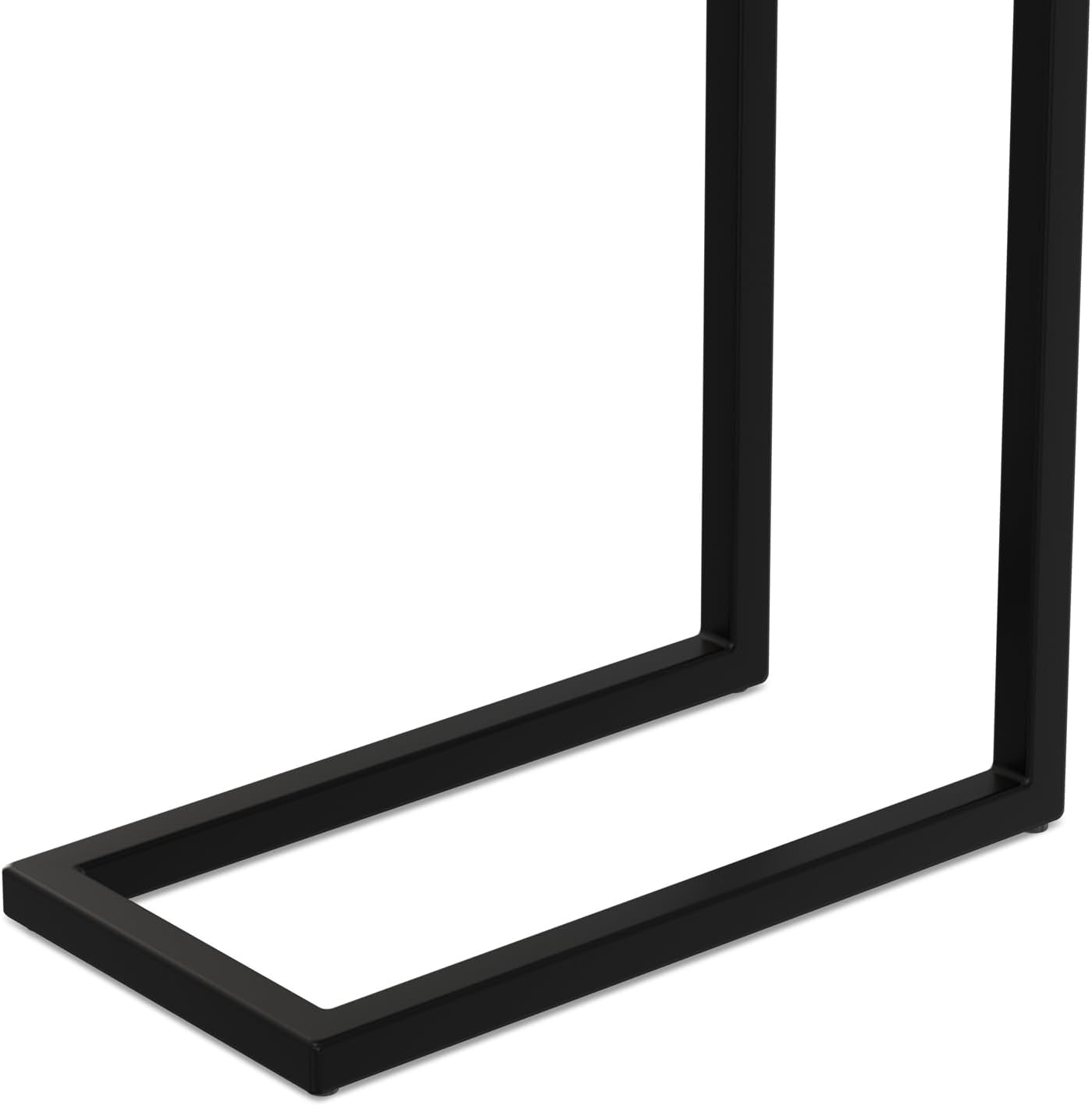SIMPLIHOME Skyler 18" Wide Solid Wood C-Side End Table in Dark Cognac Brown | Industrial slide-under accent table with open frame, assembled; perfect for living rooms as a side table or sofa table.
