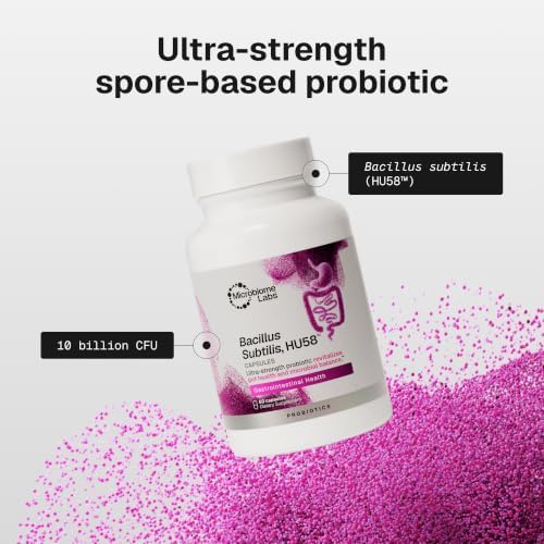 Microbiome Labs HU58, Bacillus Subtilis, Probiotic for Women & Men, 60 Ct