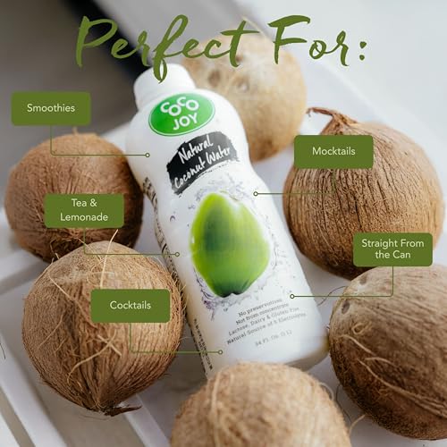 CoCo Joy Natural Coconut Water, Low-Calorie, High-Calcium, Nutrient-Rich Drink 12 pack