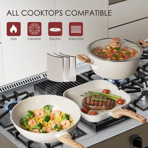 Kikcoin Pots and Pans Set Non Stick 31 Piece Kitchen Nonstick Cooking Cookware Sets with Grill Pan Saucepan Baking Sheet Utensil, Black