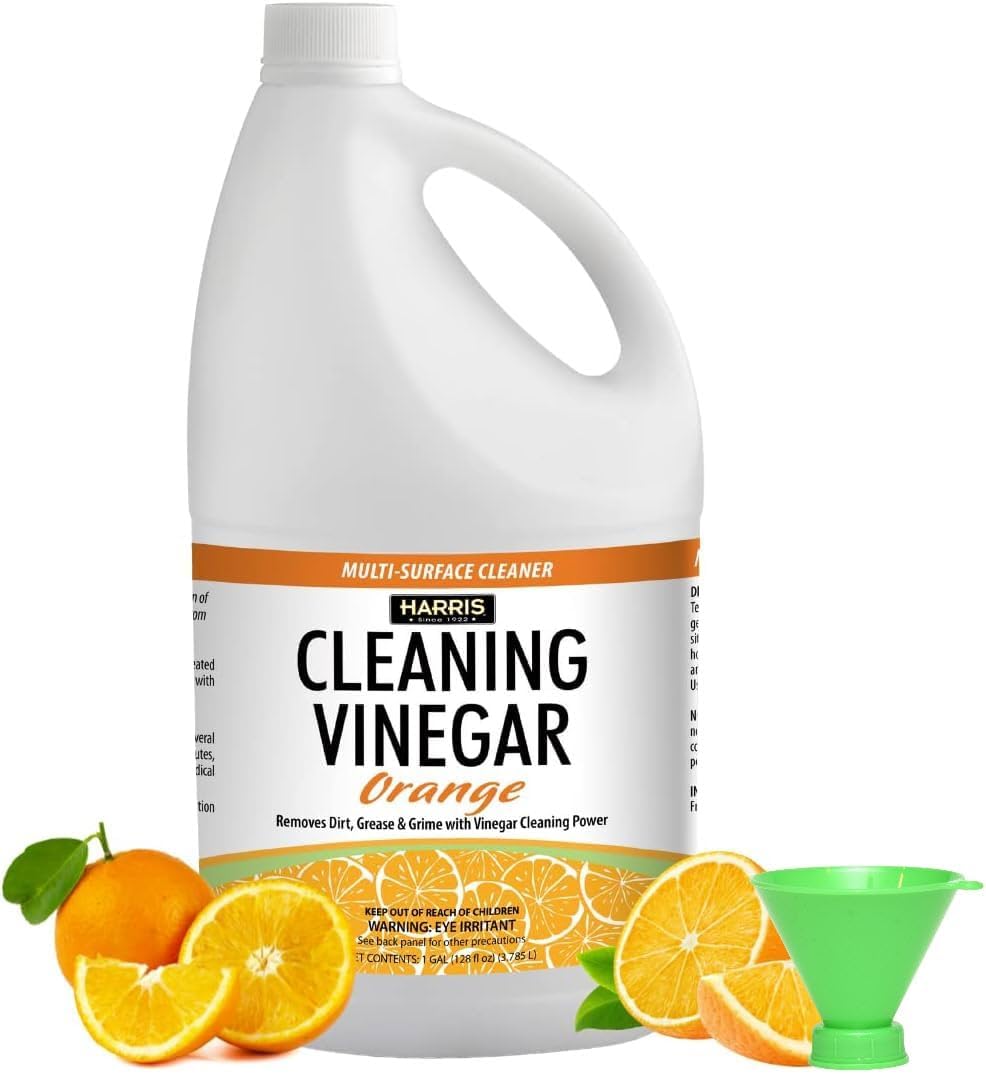 Harris Multi-Purpose Vinegar Household Surface Cleaner, Orange Scent, 128oz, Easy Pour Funnel Included
