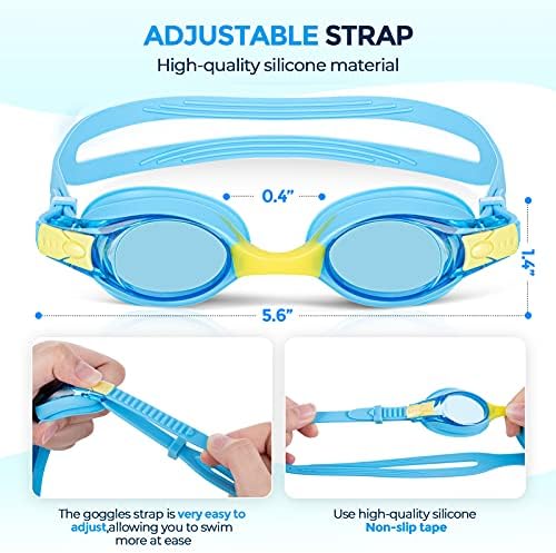 Portzon Unisex-Child Swim Goggles, Anti Fog No Leaking Clear Vision Water Pool Swimming Goggles