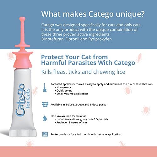 Catego for Cats Flea and Tick Treatment & Prevention (Over 1.5 lbs) 1-Month Supply