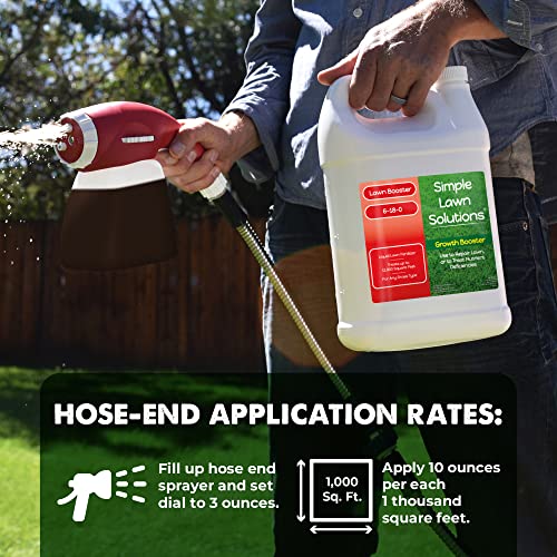 Extreme Grass Growth Lawn Booster- Liquid Spray Concentrated Starter Fertilizer with Humic Acid- Any Grass Type- Simple Lawn Solutions (32 oz. w/Sprayer)