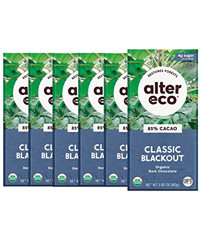 Alter Eco | Classic Blackout | 85% Pure Dark Cocoa, Fair Trade, Organic, Non-GMO, Gluten Free Dark Chocolate Bar, 12 Bars