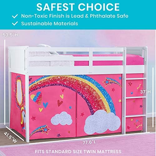 Delta Children Twin Loft Bed with Guardrail and Ladder (Coordinates with Loft Bed Tents Sold Separately), White