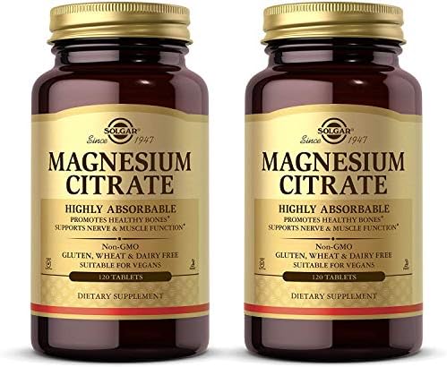 Solgar Magnesium Citrate, 120 Tablets - Promotes Calm, Non-GMO, Gluten Free | Supports Muscle Function and Relaxation, Gluten Free - 120 Tablet Serving